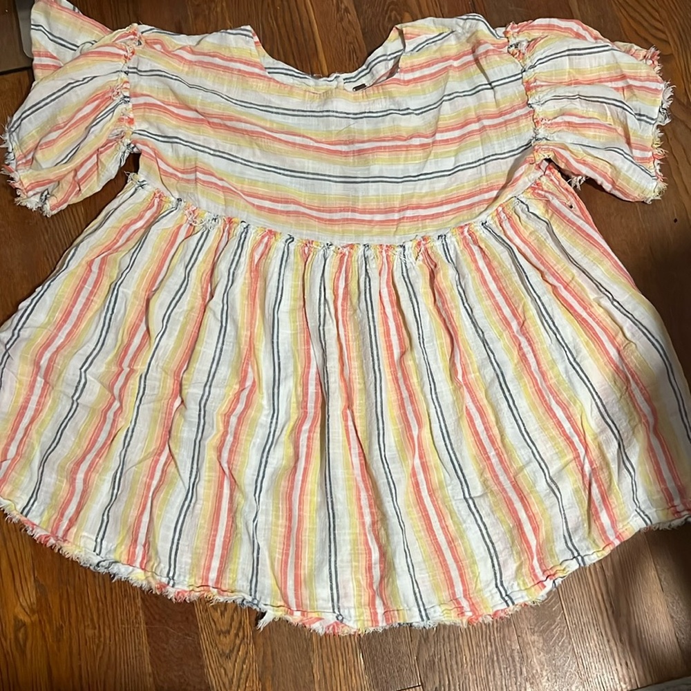 Free People Striped Baby Doll Top